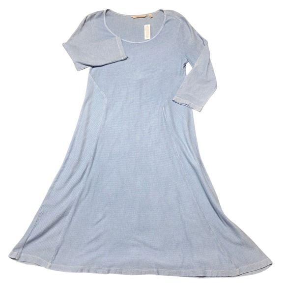 NEW‎ Soft Surroundings Knit Dress Medium Blue 3/4 Sleeve A-Line Casual M - Picture 3 of 10